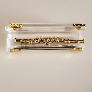 Swarovski Crystal Memories Gold Plated Flute & Crystal Case Swan Signed IOB